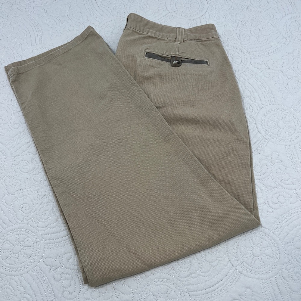 Orvis Mens Tan Cotton Canvas Field Pants D-Ring Straight Leg Khaki 38x30 *READ